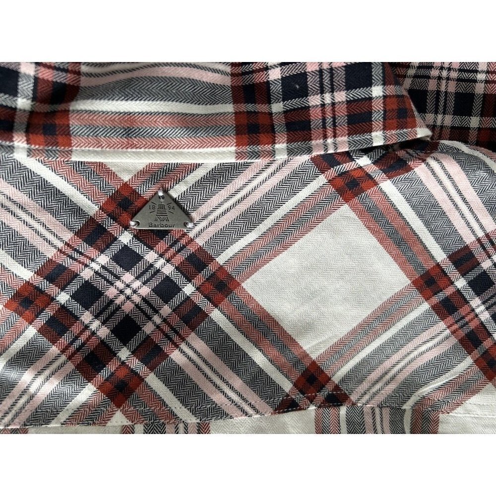 BARBOUR Bethwin Long Sleeve Button Up Shirt White Cloud Check Plaid Women Sz 14 - Picture 8 of 14